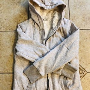 Fur-lined zip up hoodie